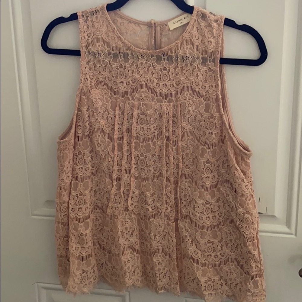 Blush lace dressy tank top
